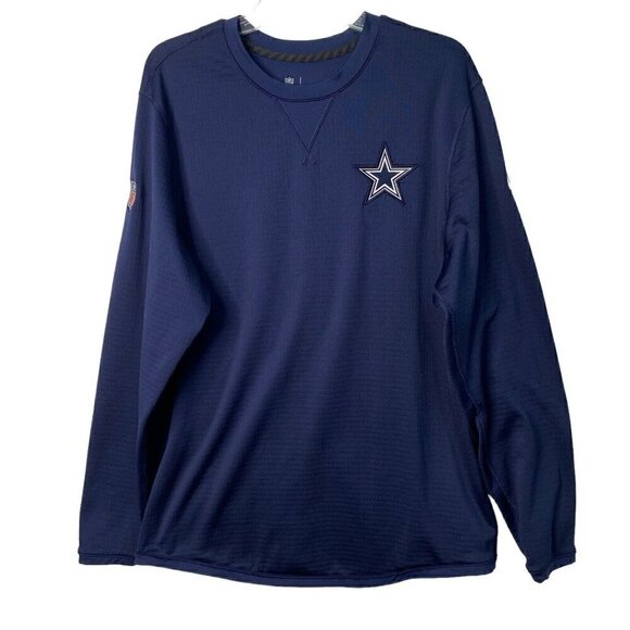 Nike Onfield Apparel Cowboys Pullover Long Sleeve Tee Size Large Navy Blue - Picture 1 of 9
